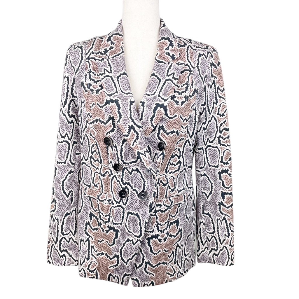 Cabi #3733 Python Blazer Tan Gray Neutral Snakeskin Print Jacket Women's Size 8